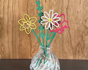 Wooden Birth Month Flower Bouquet: Hand-Painted Floral Arrangement