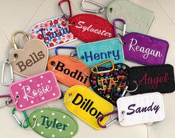 Custom Embroidered Luggage Tag, Personalized Bag Charm, Backpack Badge, Travel ID Tag