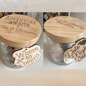 Date Night or Travel & Adventure Jar | Gift for Newly Married Couple | Engagement, Anniversary, Just for Fun | Vacation and Date Idea Tokens