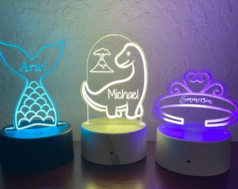Personalized Kids Night Light: Custom Name, Remote Control Base