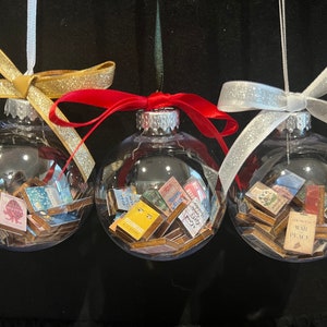 Year of Books Shatterproof Christmas Ornament filled w/Miniature Books: Classics, Goodreads Most Read, Romantasy, or Custom Make Your Own