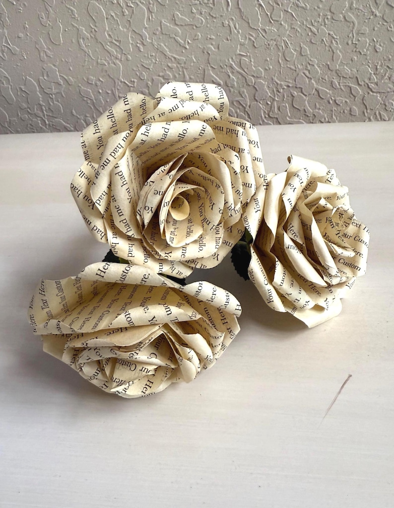 Personalized Paper Rose; Custom Book Page Roses; Wedding Gift; Mother’s ...