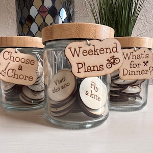 Tarro de decisiones con fichas para la familia / Elige una tarea / Qué hay para cenar / Planes de fin de semana / Actividad familiar divertida para niños / Regalo solo por diversión