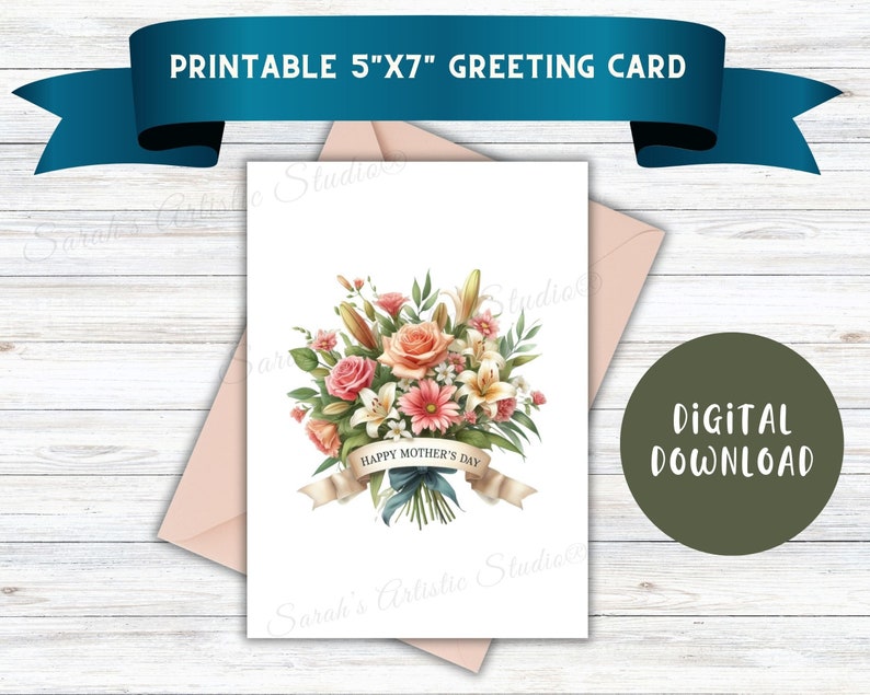 Happy Mothers Day Printable Card, INSTANT Download, Blank Inside to ...