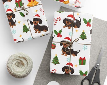 Dackel Weihnachtsgeschenkpapier, festliches Geschenkpapier, festliches Geschenkpapier, Weihnachtsdeko, Haustierliebhaber, Hundeliebhaber