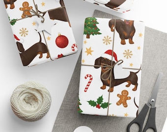 Dackel Weihnachtsgeschenkpapier, Dackel Geschenkpapier, Dackel Geschenkpapier, Dackel Geschenkpapier, Weihnachtshunderasse, Festliche Dekoration