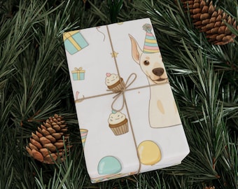 Party Dog Wrapping Paper, Cute Dog Design, Gift Wrap Paper, Celebration Paper, Pet Lover Gift, Birthday Wrapping