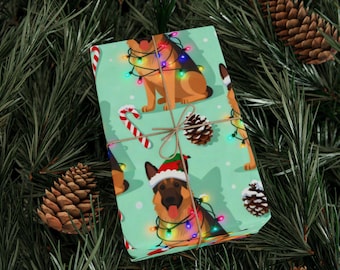Papel de regalo navideño para pastor alemán, papel de regalo para perros, regalo festivo para amantes de las mascotas, regalo para cachorros, productos varios