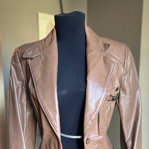 80s Tan  Etienne Aigner  Leather Jacket/ Modern Day Small