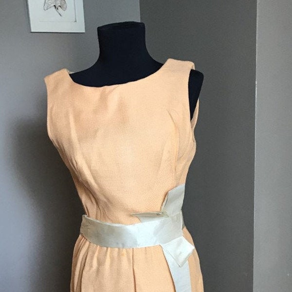 50s Priscilla of Boston Bridesmaid Dress/ Sleeveless Peach 50s Gown/Modern Day Small/Priscilla of Boston