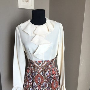 70s  Jo Jr. Dallas Floral Maxi Dress/ XS/S Vintage Maxi Dress/Autumn Vintage
