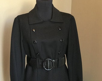 60s Wool Mod LBD/ Little Black Dress/ 60s MOD Dress/ Monique Vintage Dress/ Modern Day Size 6
