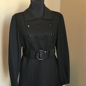 60s Wool Mod LBD/ Little Black Dress/ 60s MOD Dress/ Monique Vintage Dress/ Modern Day Size 6