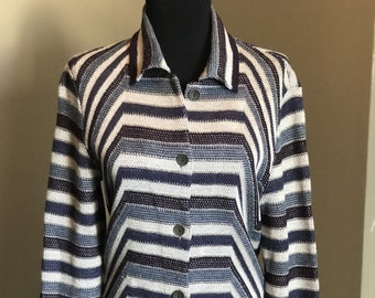 90s  Ladies Sport Missoni Knit Cardigan/ Striped Cardigan/ Vintage Missoni/ Modern Day Medium
