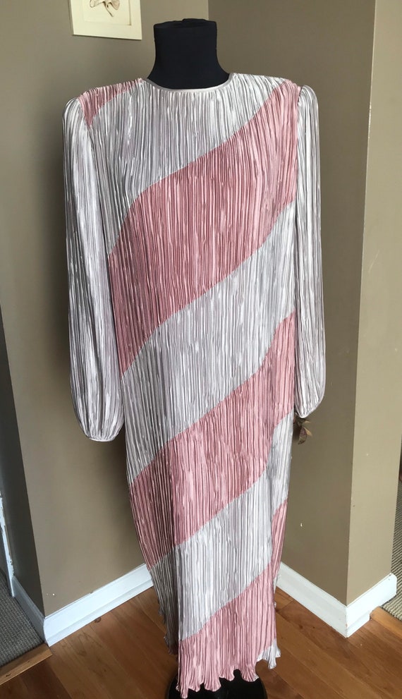 70s Lillie Rubin Accordion Pleat Evening Dress/ Se