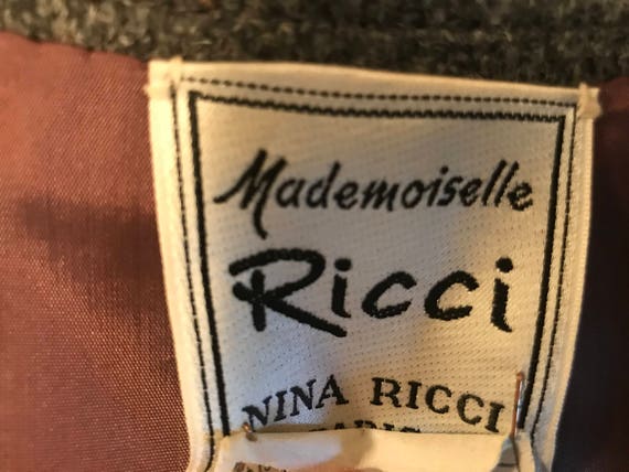 60s Gray Wool Vintage Mademoiselle Ricci/ Nina Ri… - image 9