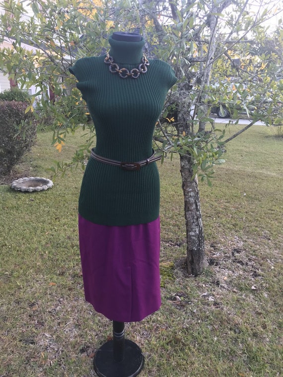 80s Magenta Evan-Picone Wool Skirt/ Vintage 10/ M… - image 8