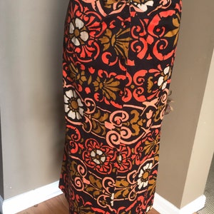 70s J. Tiktiner Black Print Skirt/ French Vintage/ Modern Day Small