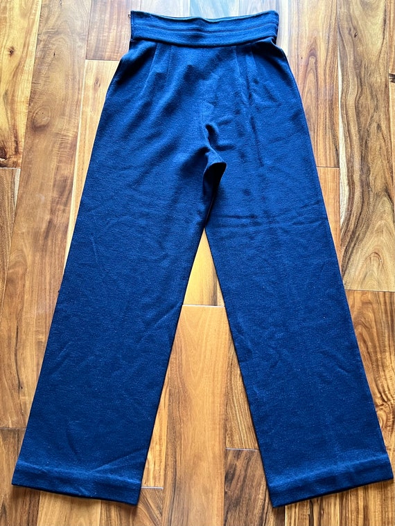 80s Montana Navy Knit Pants/ Claude Montana Slacks