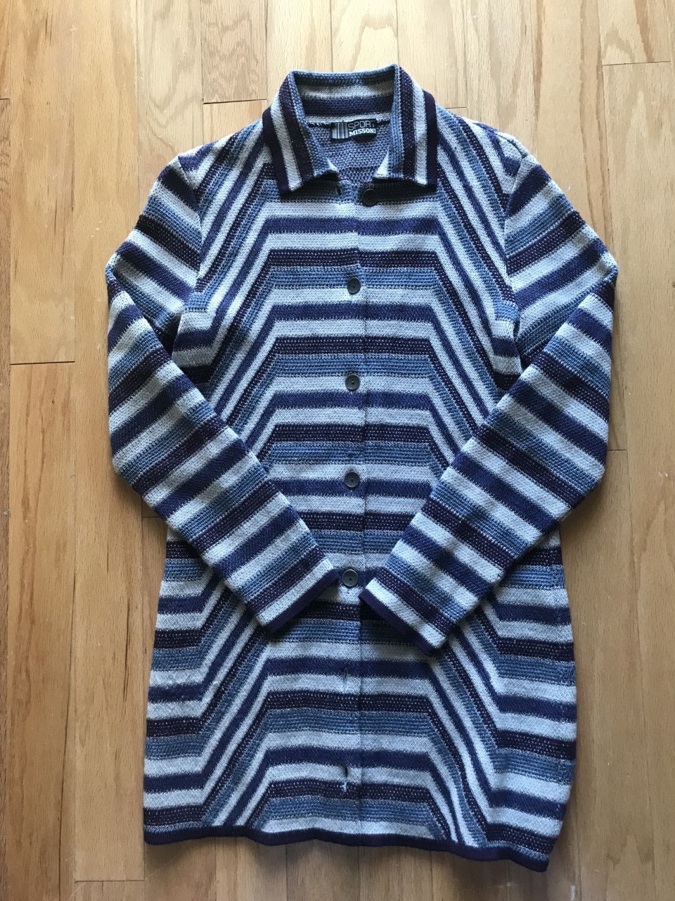 90s Ladies Sport Missoni Knit Cardigan/ Striped Cardigan/ Vintage