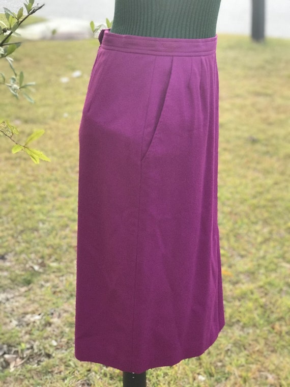 80s Magenta Evan-Picone Wool Skirt/ Vintage 10/ M… - image 2