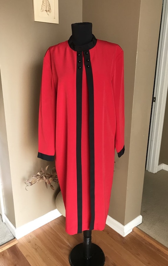 80s Caron Petite Chicago Red Dress/Vintage Red Dress/Caron Petites/ Modern Day Large