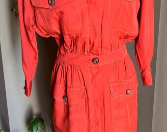 80-talsklänning / Liz Claiborne / 80-talsmode / Vintage 80-tal / Liten vintage / Resår i midjan / Sommarvintage / Vårvintage / Liz Claiborne-klänning / Höst