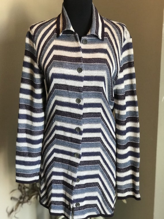 90s Ladies Sport Missoni Knit Cardigan/ Striped C