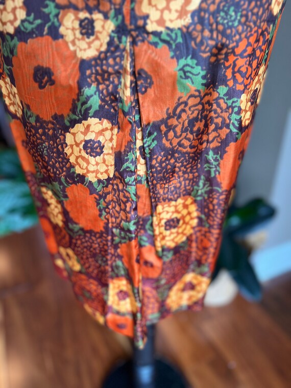 60s Brown Floral Secretary Wiggle Dress/ Modern D… - image 4