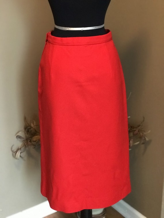 70s Red Wool Pendleton Skirt/ Modern Day Small/ 7… - image 2