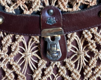 Sac à Main Etienne Aigner En Fil De Papier Vegan - Bandoulière, Couleur Ivoire/marron, Occasion TBE