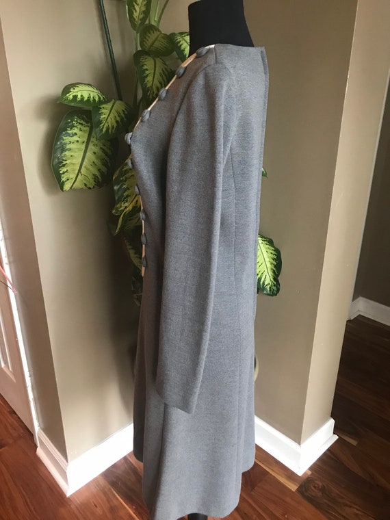 50s Gray Mancini Wool Knit Dress with Ivory Bib/M… - image 7