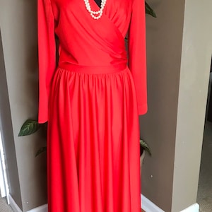 50s Red-Orange Mardi Gras Evening Gown/ Mardi Gras Maxi Dress/ Designer Vintage/ Modern Day Vintage
