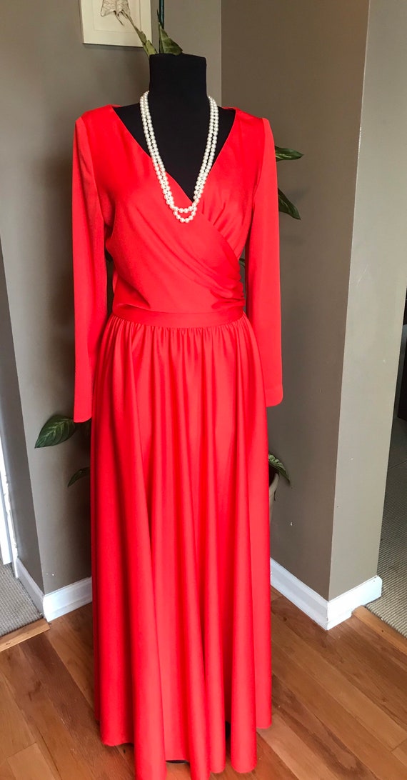 50s Red-Orange Mardi Gras Evening Gown/ Mardi Gras