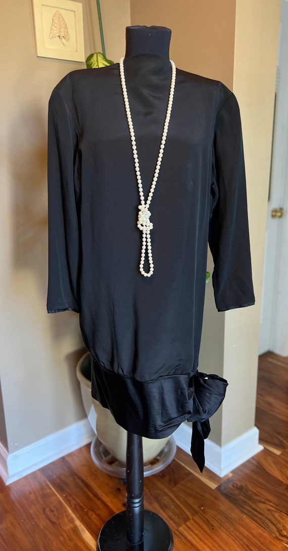 90s Mark Heister Black Drop Waist Dress/ Size S/ M