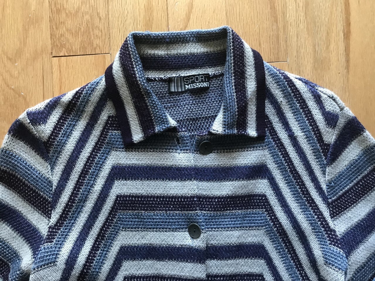 90s Ladies Sport Missoni Knit Cardigan/ Striped Cardigan/ Vintage