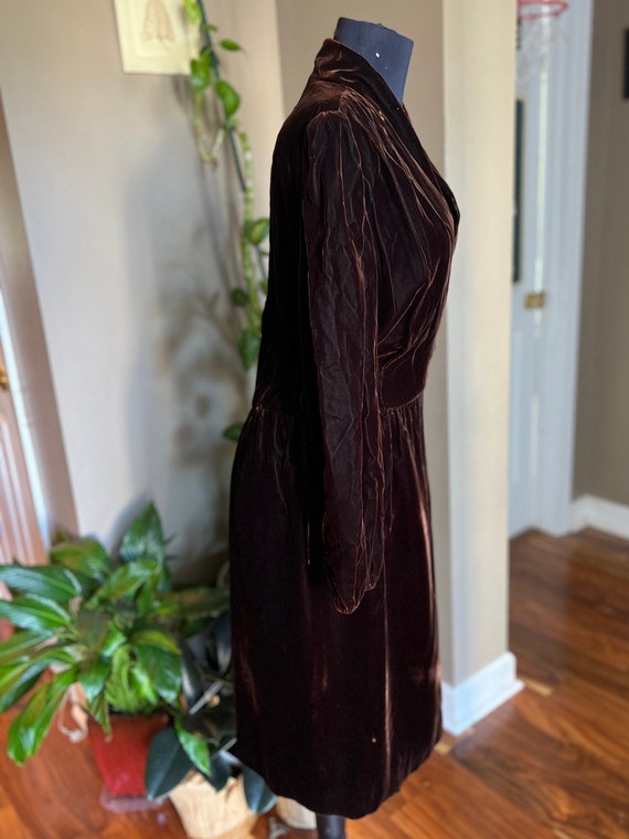 70’s Victor Costa Brown Velvet Dress/ 70’s Formal… - image 3