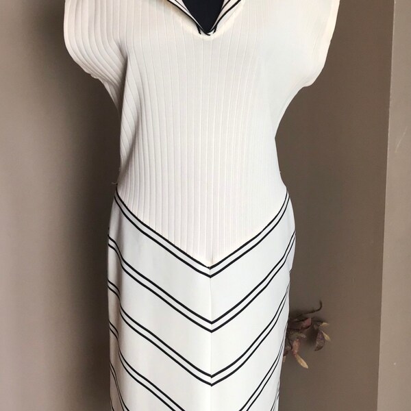 ADORA Chevron Color Block V-Neck Denim Dress