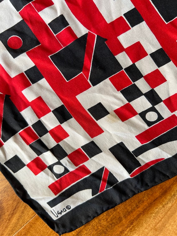 70s Vera Scarf/ Geometric Print Scarf/ Red, Black… - image 2