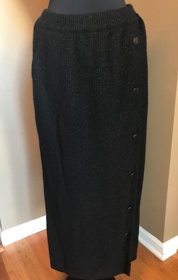 80s Dino Valiano Black Sweater/Knit Skirt/ Modern 