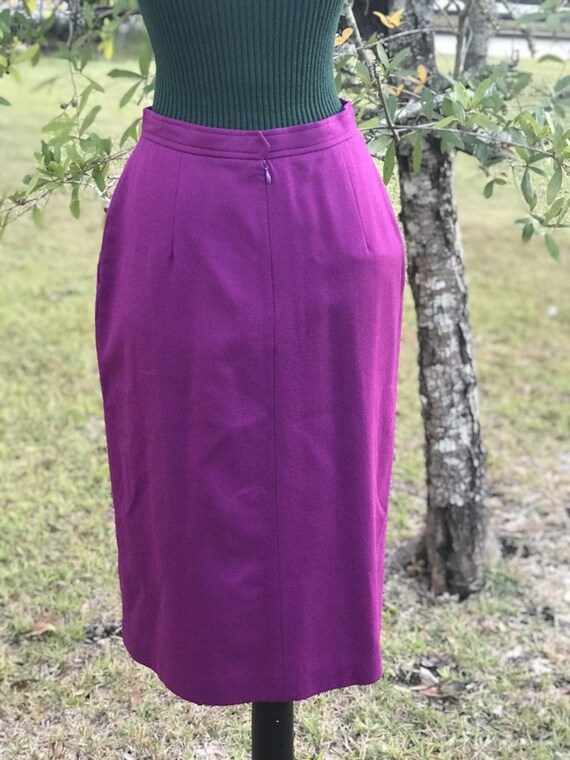 80s Magenta Evan-Picone Wool Skirt/ Vintage 10/ M… - image 3