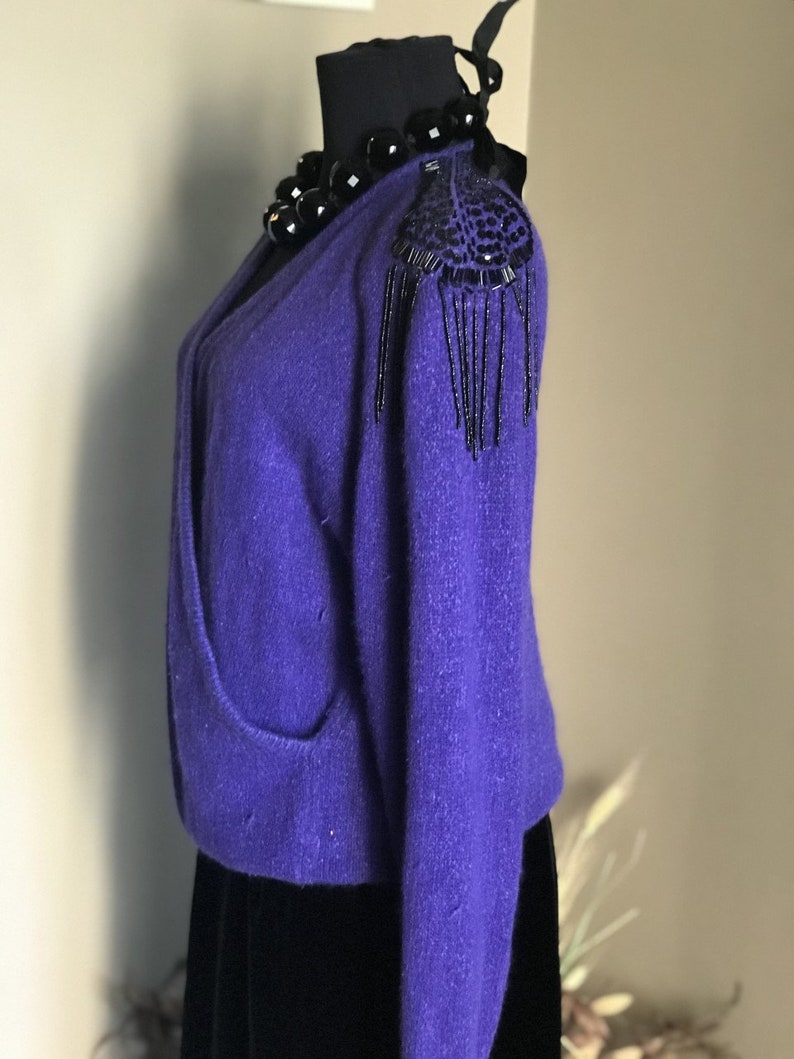 90s Purple Aphrodite Faux Wrap Sweater Modern Day LargeIndigo Sweater