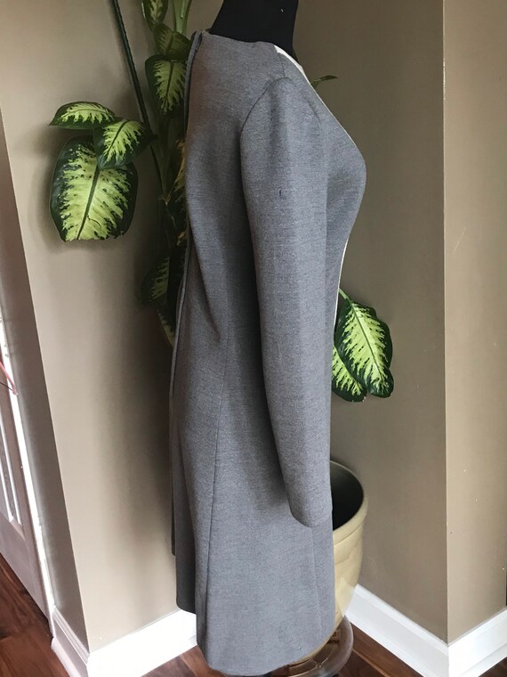 50s Gray Mancini Wool Knit Dress with Ivory Bib/M… - image 3