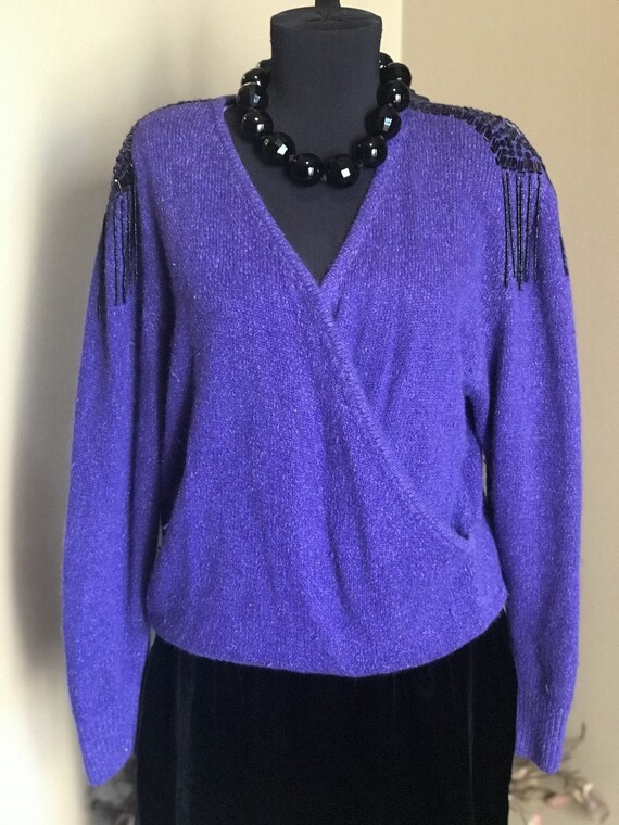 purple wrap sweater