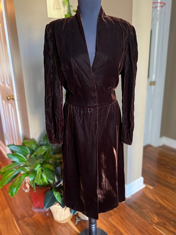 70’s Victor Costa Brown Velvet Dress/ 70’s Formal… - image 1