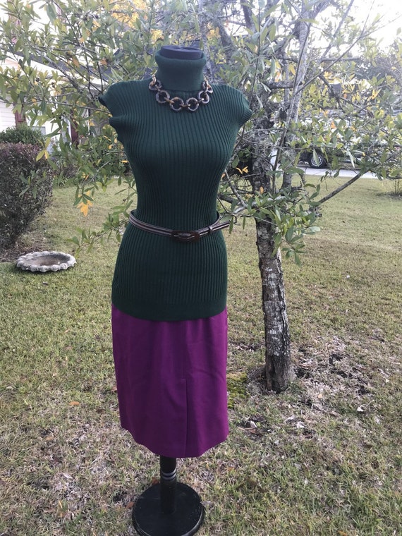 80s Magenta Evan-Picone Wool Skirt/ Vintage 10/ M… - image 6