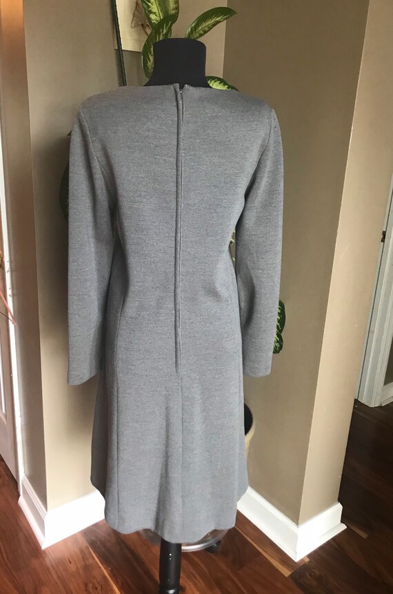 50s Gray Mancini Wool Knit Dress with Ivory Bib/M… - image 5