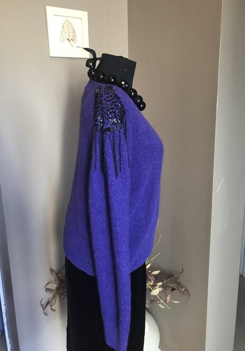 90s Purple Aphrodite Faux Wrap Sweater Modern Day LargeIndigo Sweater