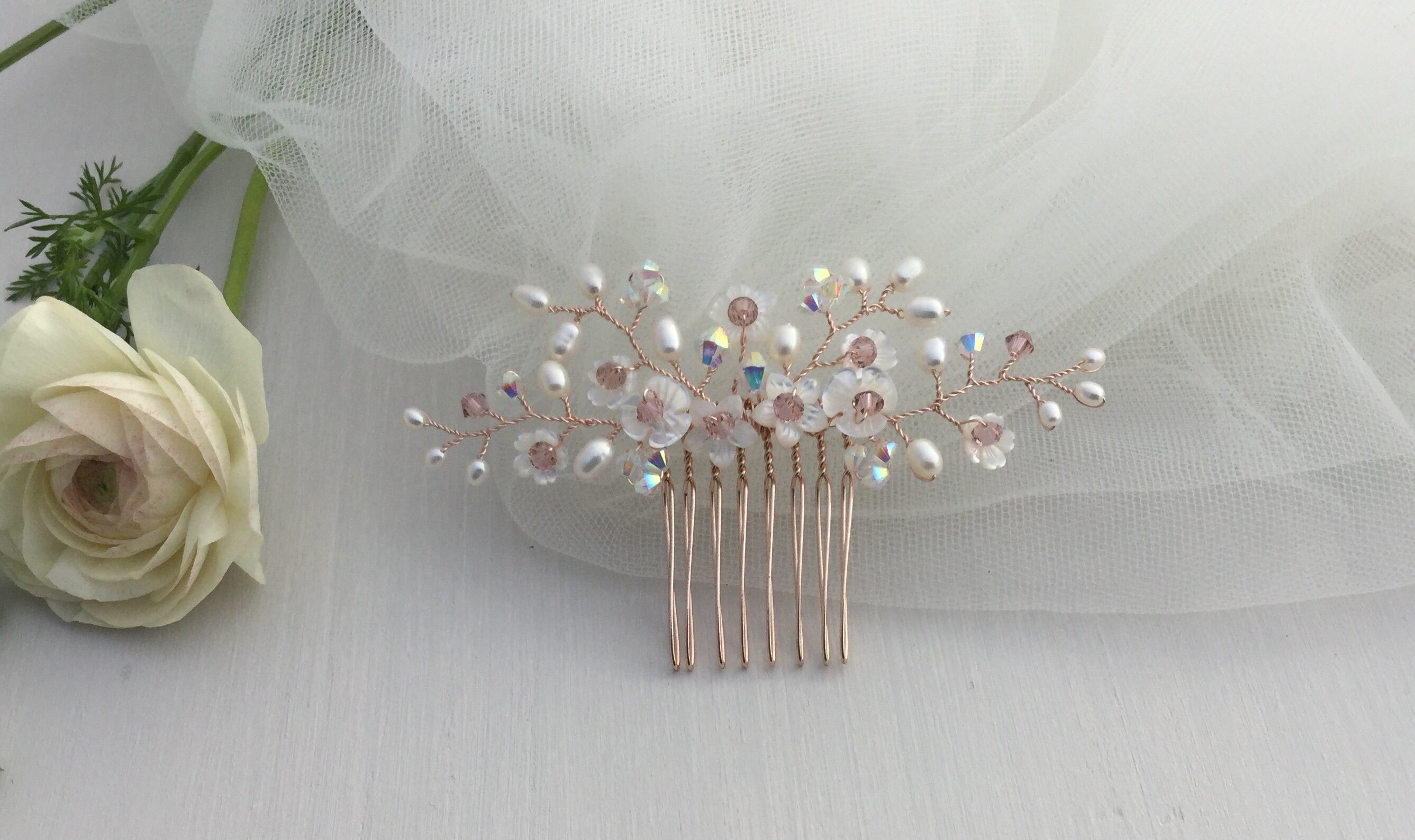 1. Rose Gold and Blue Hair Comb by Lulu Splendor - wide 11