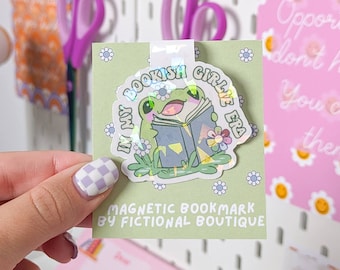 Bookish Girlie Frog Magnetic Bookmark, Holographic Magnetic Bookmarks, Laminated Bookmark, Cute Bookmark, Book Lovers Gifts, Gift For Her